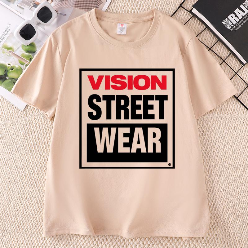 Unisex Unisex Vision Street Wear TShirt Letter Printed Short Sleeve TShirts Causal Round Neck Cotton Short Sleeve Tshirts