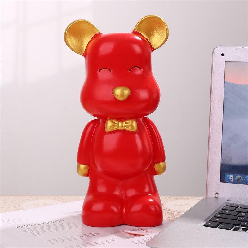 Cartoon Bear Piggy Bank: Creative Modern Ceramic Ornament for Living Room