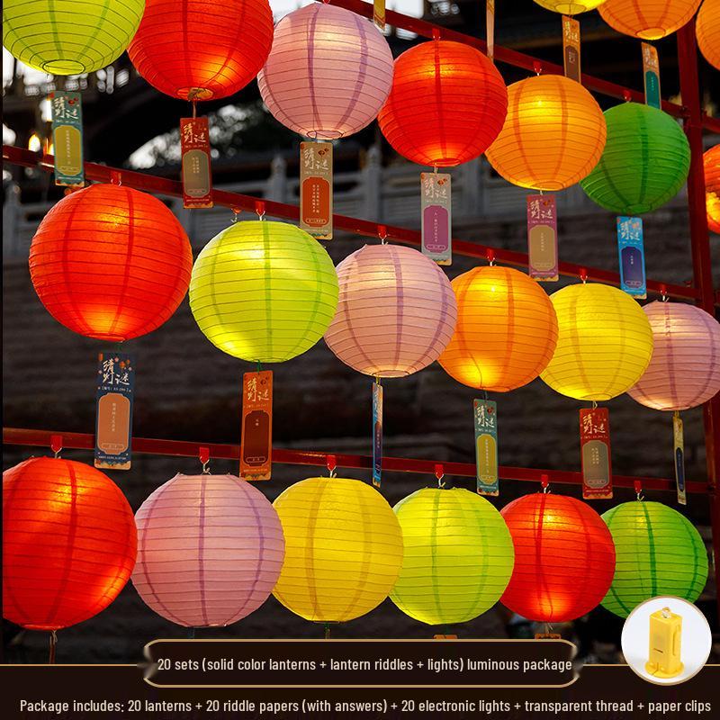 Mid-Autumn Festival National Day Luminous Paper Lanterns: Decorative Chinese Palace Lanterns with Riddles