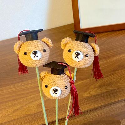 1 Stück Doktorkappe Partyzubehör Handgestrickte Kunstblumen Häkelblumen Mode Tier-Bouquet Abschlussgeschenke