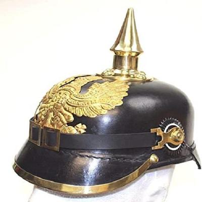 Leder Pickelhaube Kaiserlich Preussischer Helm Messing Offizier Spike Herrenkostüm