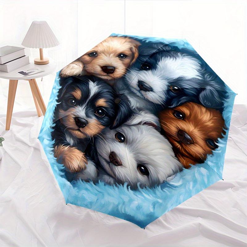 Puppies,Blanket Automatic Folding Umbrella 8 Ribs Lightweight Design, Durable Iron Frame, Compact and Portable, Ideal Birthday or Christmas