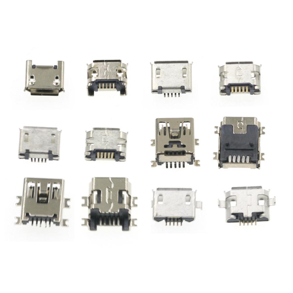 240 Peças / Pacote 24 Modelos Conector Soquete Jack Micro USB Sortido Pacote Misto