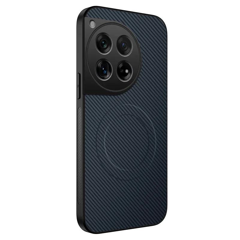 Anti-Drop Carbon Fiber Silicone Soft Phone Case For OnePlus 11 12 13R Lens Protect Magnetic Wireless Charging Back Cover Cases