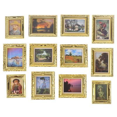 Dollhouse Miniature 1:12 Mini Decorative Accessories Antique Frame Oil Painting