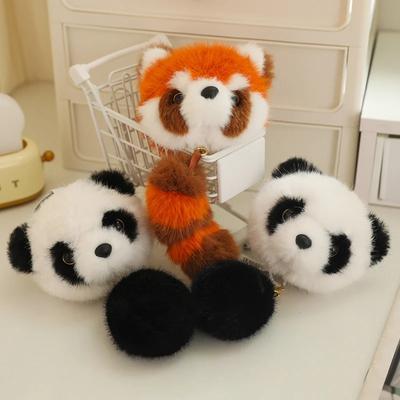 Lightweight Fox/Panda Keychain Cute Plush Keychain Stuffed Doll Handbag Pendant Backpack Decoration Birthday Gift