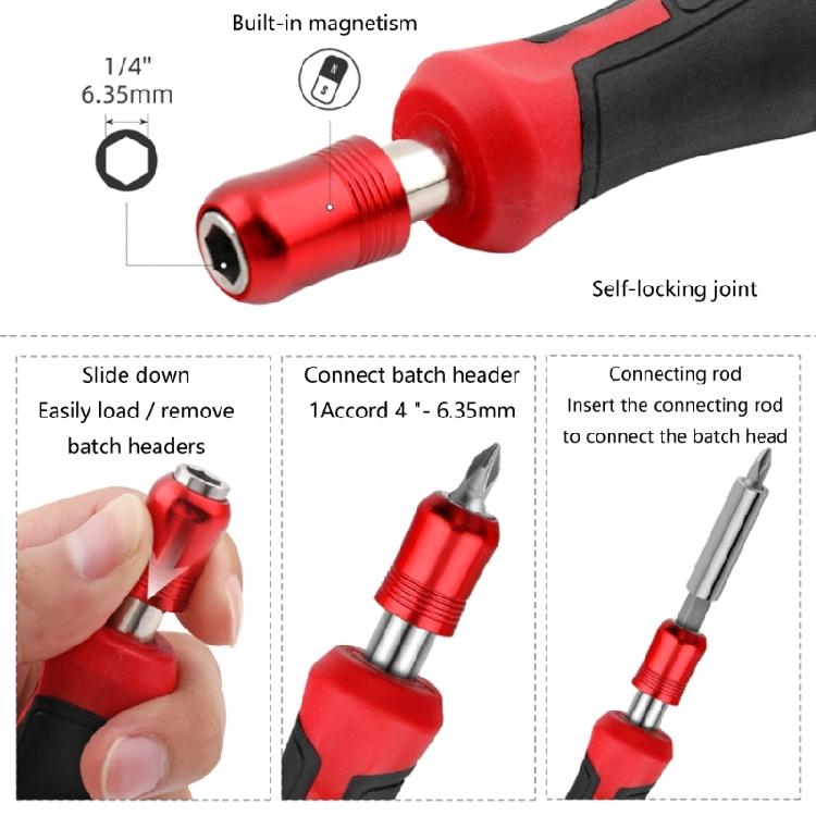 Self-locking Screwdriver Bit Handle Screwdriver Holder for 1/4'' 6.35mm Hex Tip