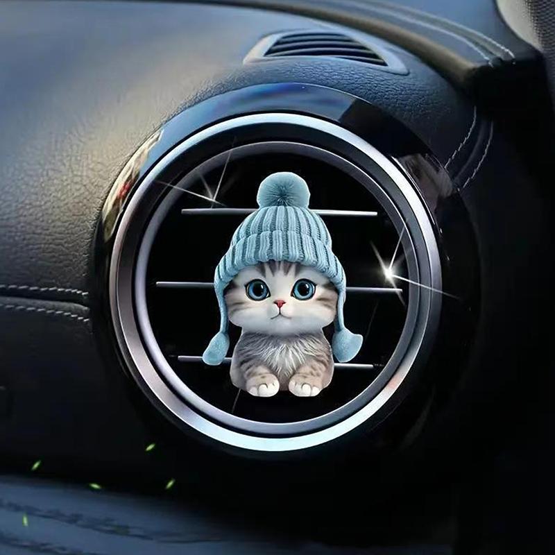 1Pc Hoodie Kitten Finished Ventilating Clip Car Decoration Aromatreatment Acrylic Accessories