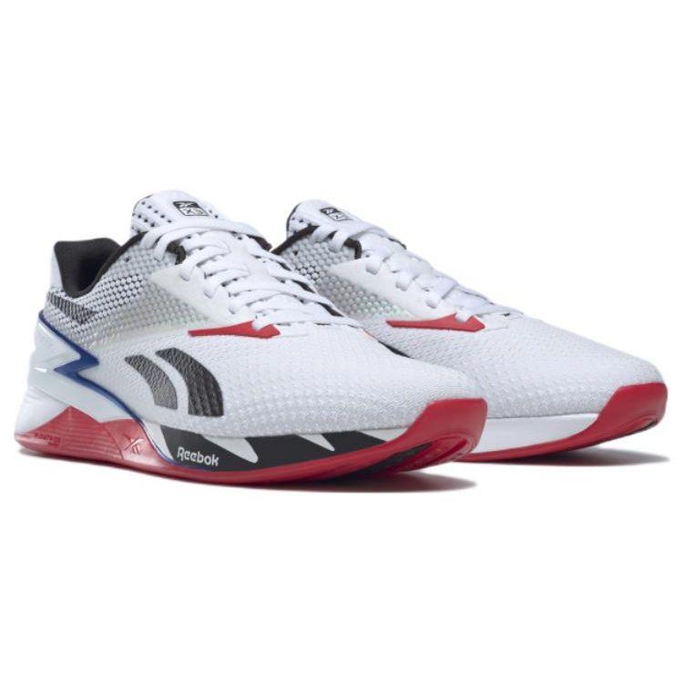 Reebok Nano X3 White Blue Red Unisex Sneakers Footwear-White Core-Black Vector-Blue HQ6687