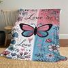 1pc Butterfly Love Outdoor Flannel Blanket Soft Warm All-Season Throw for Sofa Bed Car Camping Office, Cozy Gift Idea1265S
