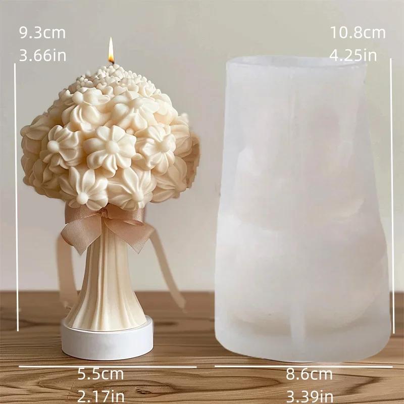 Wave Pattern Relief Cylindrical Candle Silicone Mold Rattan Flower Carving Roman Column Candle Mould Curved Column Resin Molds