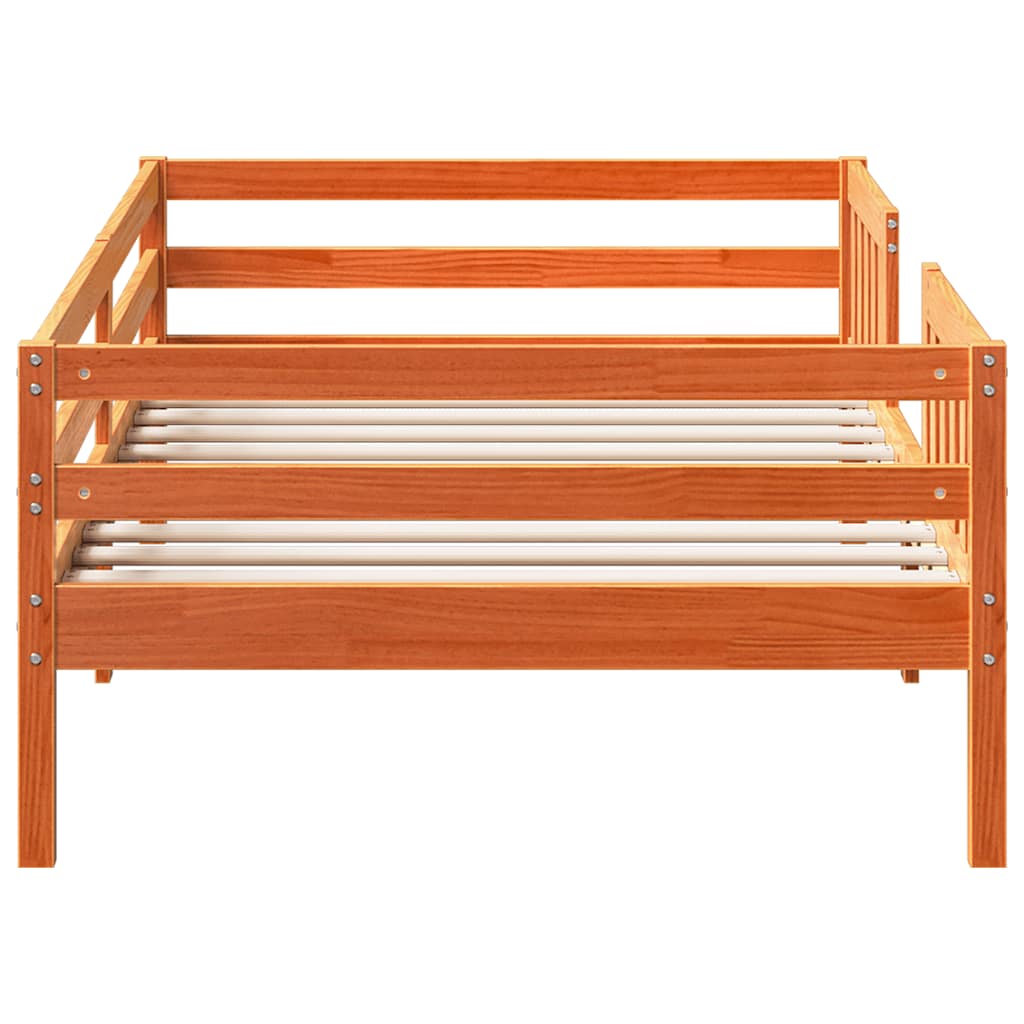 Solid Wood Bed Frame Without Mattress Wax Brown 75x190 Cm Pine Wood