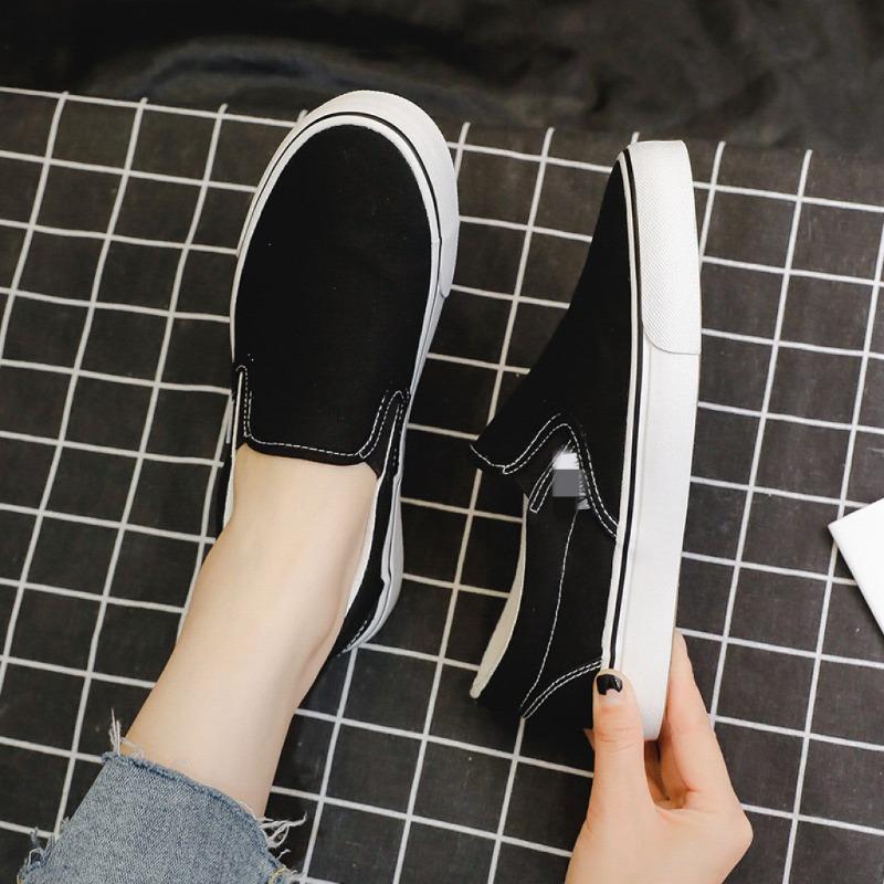 Solid Color Canvas Shoes Women Slip on Flat Comfortable Casual Shoes Fashion Platform Ladies Vulcanized Shoes Zapatillas Mujer