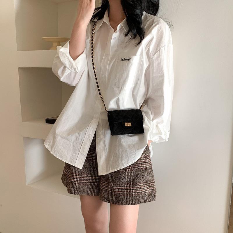 Sac mini chaîne automne et hiver pour femmes en daim nouveau petit sac carré grille losanges rétro coquillage bandoulière