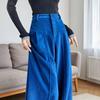 Elegant Blue Corduroy Suit Pants with Luxurious Drape - Slim or Wide-Leg Options for a Relaxed, Stylish Look