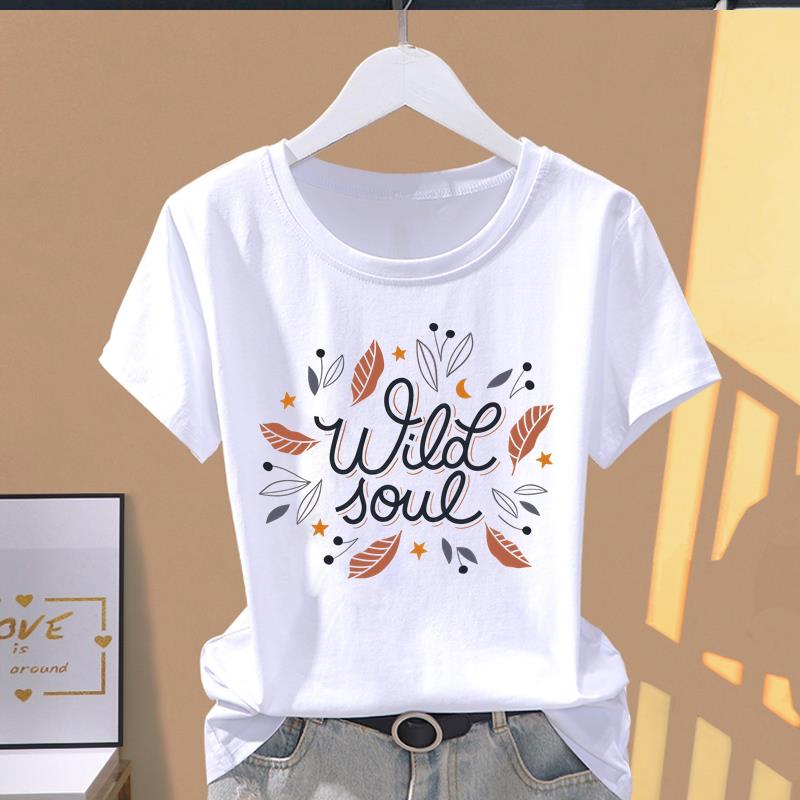 (Asian Size) cute letter style Women's Top T shirt Printed O-neck Short Sleeve T-shirts Fashion Female Casual Clothing Graphic Tee