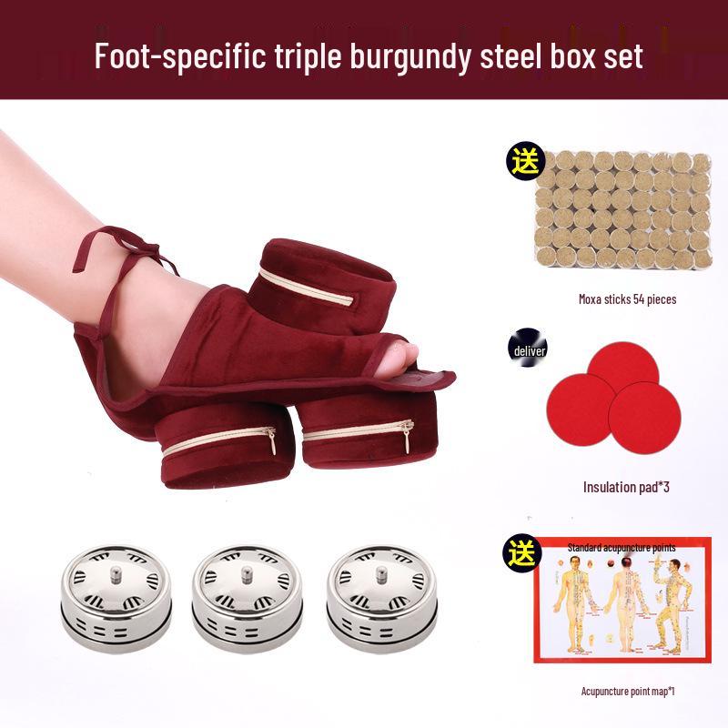 Foot Sole Moxibustion Kit: Portable Moxibustion Box with Hot Compress Bag for Foot Therapy and Cupping Fumigation.