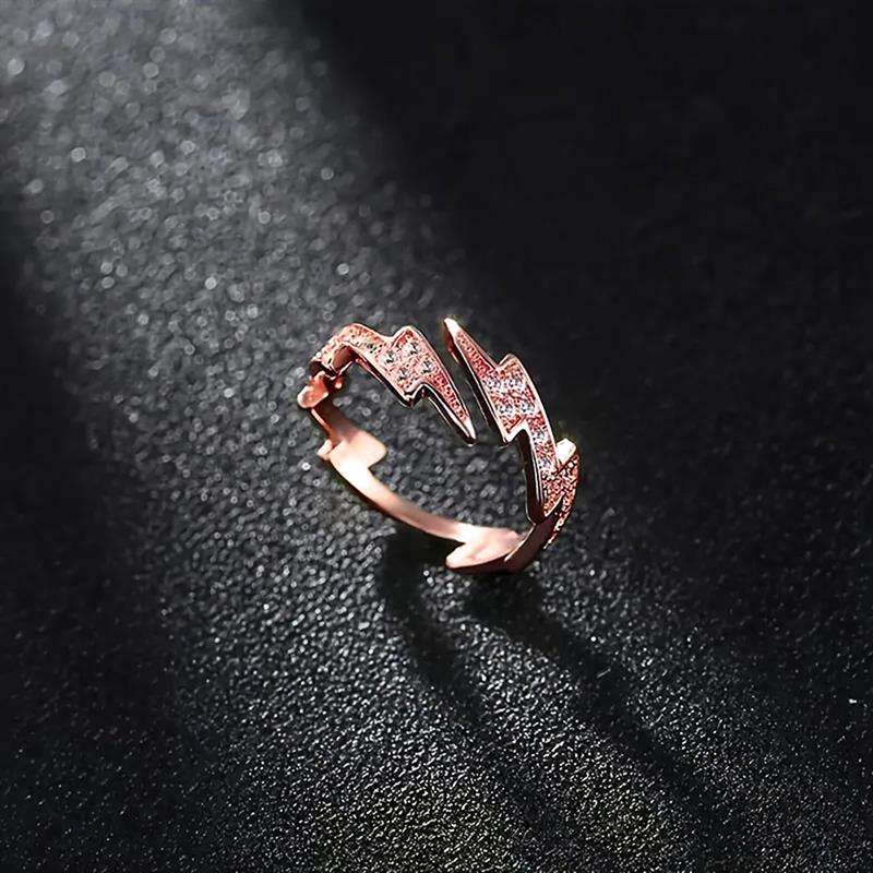 Huitan Fashion Women Lighting Opening Ring Inlaid Bright Cubic Zirconia Elegant Party Daily Accessories Versatile Lady Jewelry