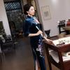 T0011-C Autumn and winter velvet long cheongsam improved daily banquet large size performance clothes women's Chinese style
