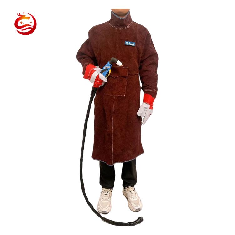 Cowhide Welding Suit, Heat-resistant and Heat-resistant Argon Arc Welding Suit (Brown,Leather)