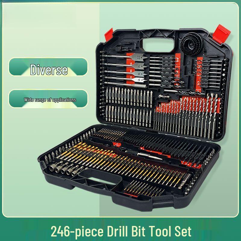 246-Piece Drill & Screwdriver Bit Set for Wood & Metal with Hole Saws