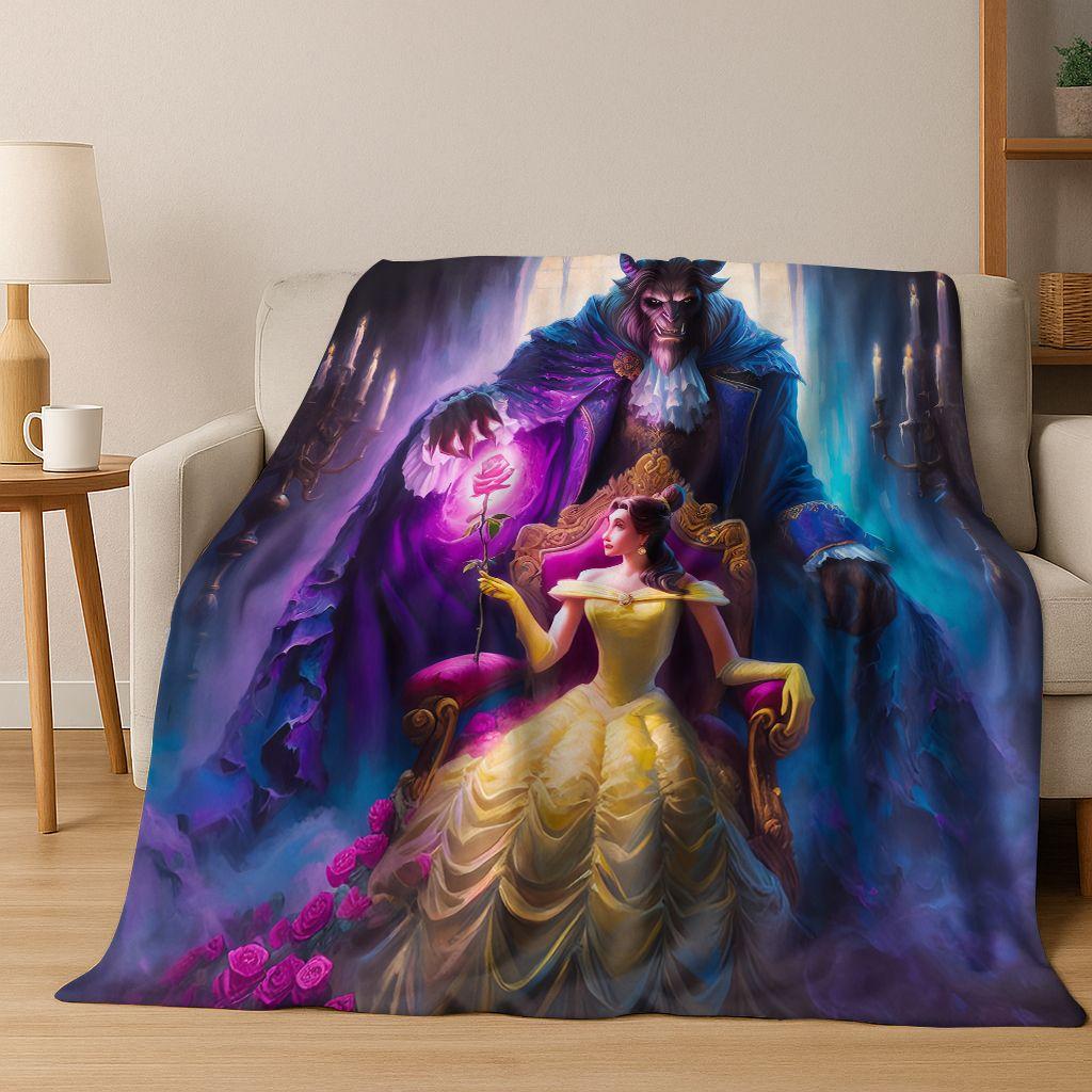 3D-Flanelldecke mit dem Motiv „Die Schöne und das Biest“ – warm, kuschelig und perfekt für Zuhause, Schlafzimmer, Bett oder Sofa. Ideal als Geschenk für Kinder.