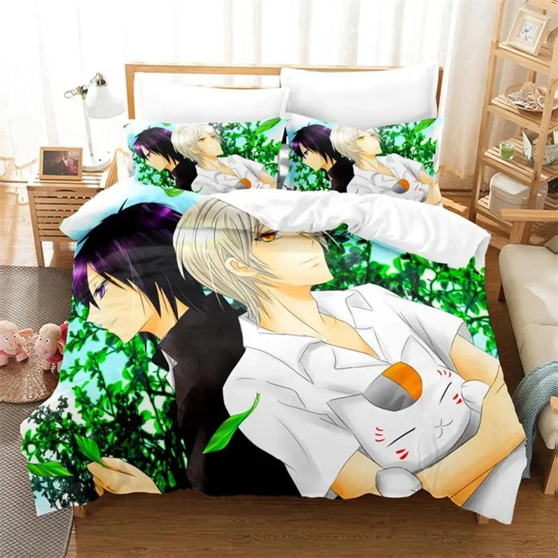 Anime Natsume Book of Friends Nyanko Bedding Set,Girls Boys Adult Single Twin Queen Size,Duvet Cover Pillowcase Bedding