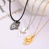 Dreiteiliges Sonnen-, Mond- und Stern-Diamantlegierungs-Halskettenset für Freunde