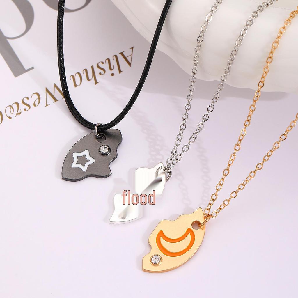 Dreiteiliges Sonnen-, Mond- und Stern-Diamantlegierungs-Halskettenset für Freunde