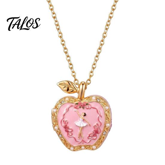 Talos Openable Fruit Charm Necklace, Treasure Box Pendant with Mini Figurine Inside, Elegant Necklace Gift for Wife Girlfriend