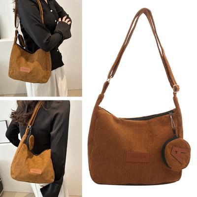 Cord Umhängetasche Große Kapazität Schultertasche Schultasche Reisetasche Schultasche Mode Messenger Bag für Mädchen