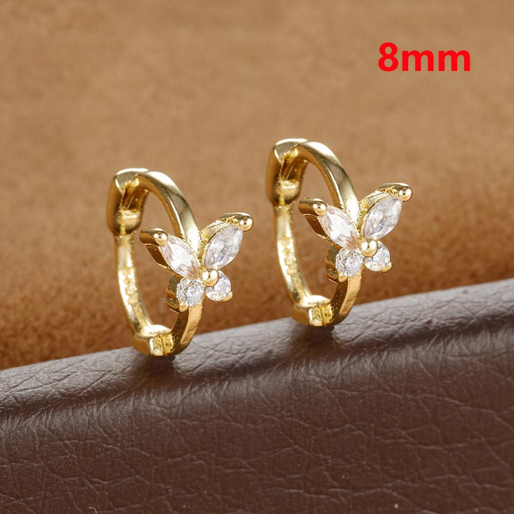 Stainless Steel Zircon Butterfly Minimal Hoop Earrings Small Gold Plated Huggie Earring Ear Buckle Cartilage Piercing Jewelry