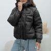 Womens Thick Winter Cotton Puffer Coat With Hood Stand Collar Bright Color Street Style Mid-Length Outerwear
