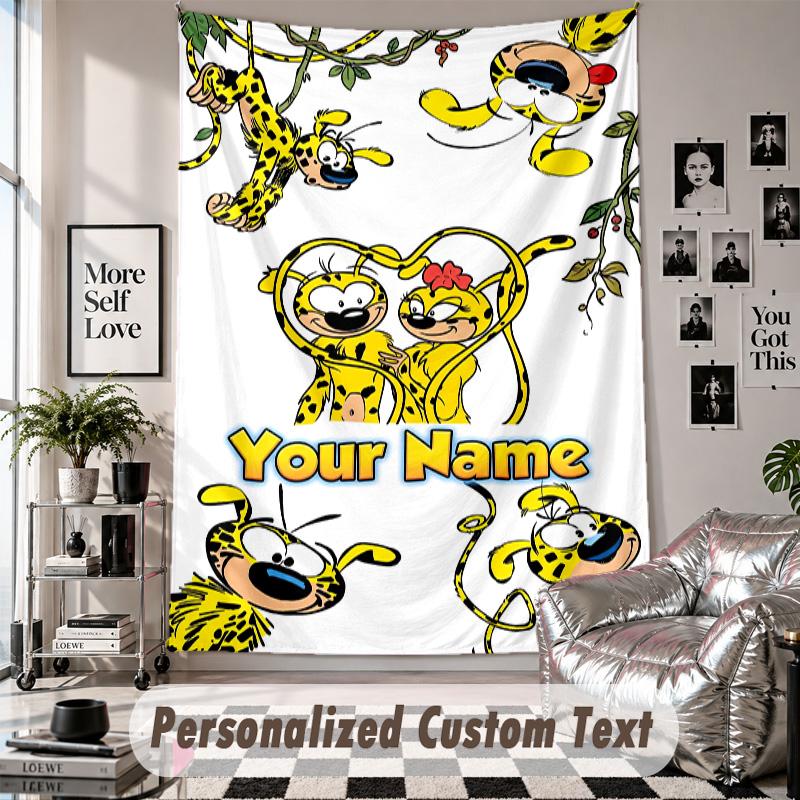 Custom Tapestry Wall Hanging, Marsupilami Personalized Name Text Home Wall Decor