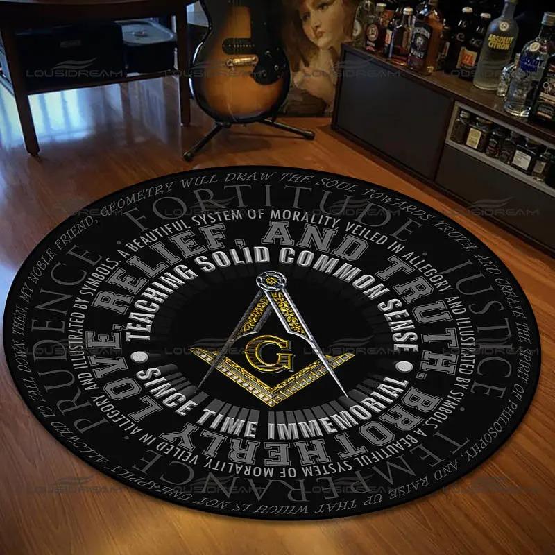  Disney Retro Round Mat Freemason Sect Pattern Flannel Carpet Home Decoration Bedroom Living Room Enter Door Floor Rug