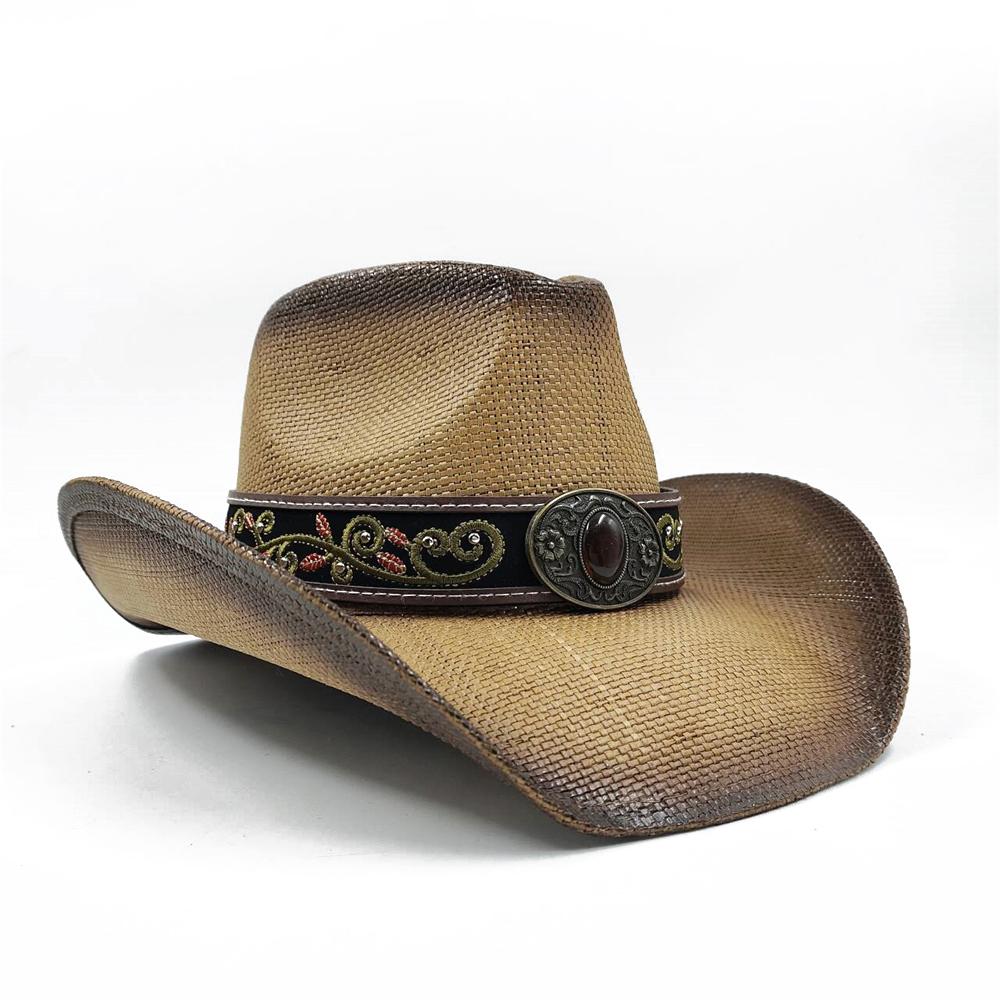 2024 Summer Straw Cowboy Hat Women's Fashion Cowgirl Straw Hat Pink Hat Men's Western Cowboy Hat Summer Travel Visor Hat