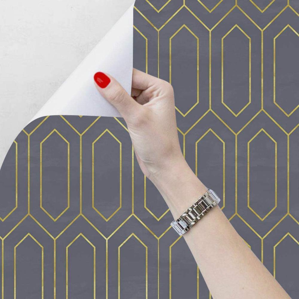 Black Gold Textured Peel and Stick Wallpaper Geometric Self Adhesive Wallpaper Removable Contact Paper for Cabinets Drawers