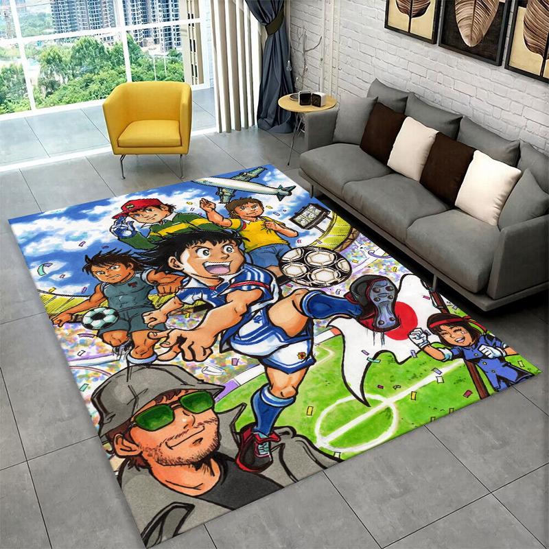 

Retro Captain Tsubasa Soccer Cartoon Carpet Rug for Bedroom Living Room Sofa Doormat Home Decor,Kid Game Area Rug Non-slip Gift 40x60cm