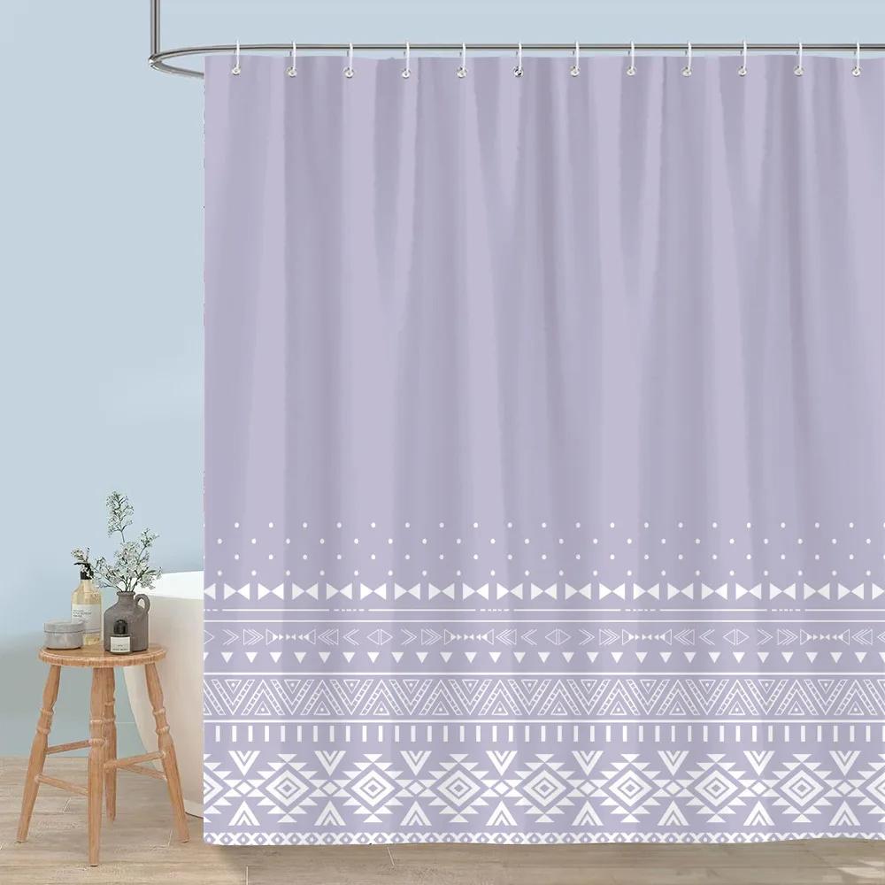Simple Modern Rainbow Shower Curtain Abstract Geometric Lines Colourful Polyester Fabric Bath Curtains With Hooks Bathroom Decor