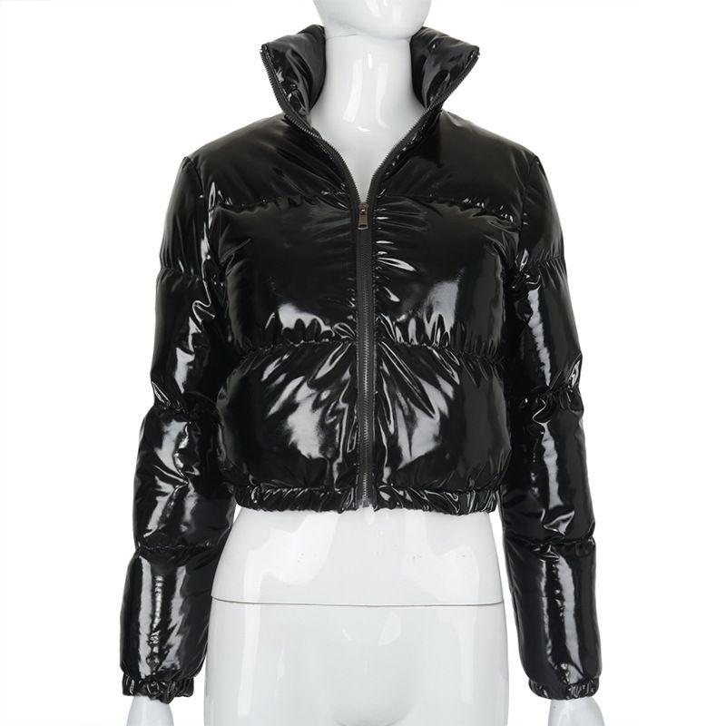 Solid Color Long Sleeve Short Zip Coat Solid Long Sleeve Short Zip-up Outerwear