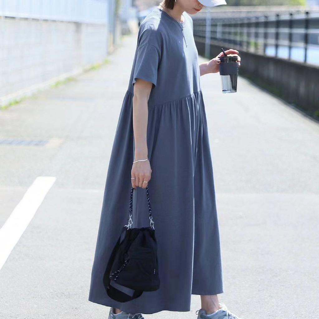 Latest Summer Stylish Short-sleeved Dress Womens Wrinkle Comfortable Fit and Thin