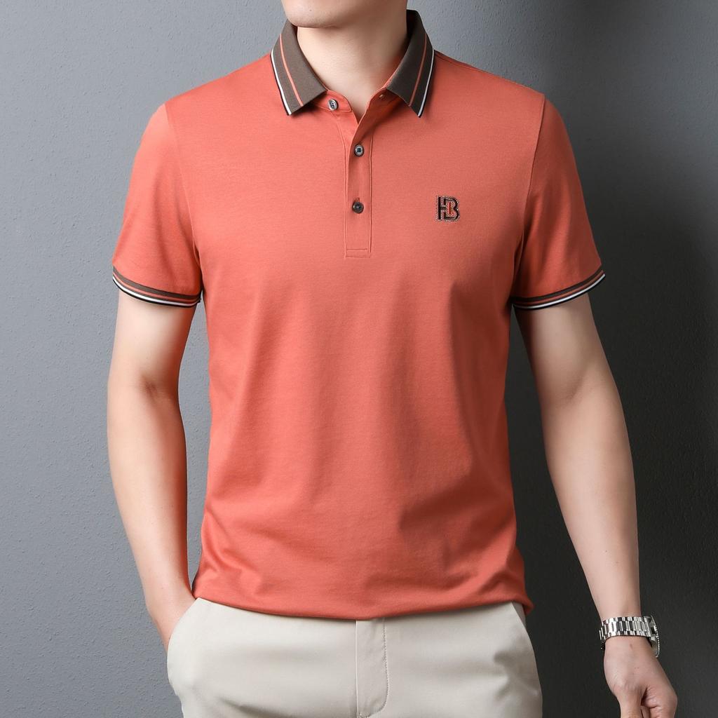 Hochwertiges kurzärmliges T-Shirt aus Baumwolle für Herren, Sommer, neues lässiges Poloshirt, Herren-T-Shirt, halbärmeliges Bottoming Shirt, trendig