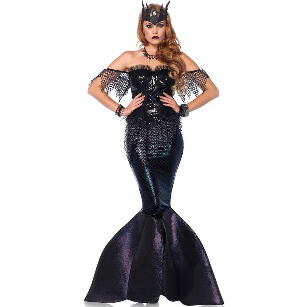Abito da Sera da Sirenetta Principessa Senza Spalline con Paillettes per Adulti - Costume di Halloween