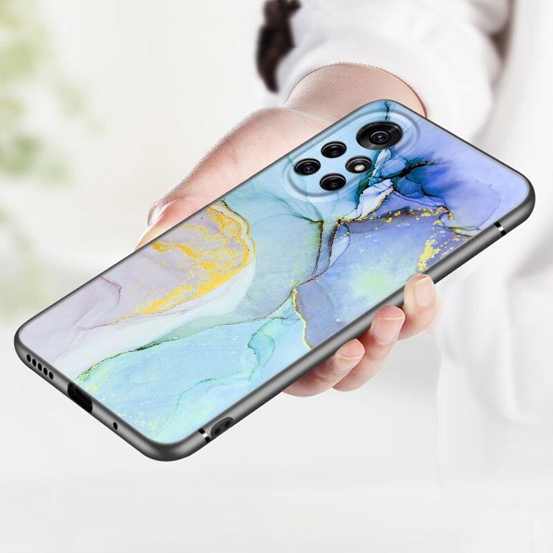 Husă de telefon din marmură vintage pentru Huawei Honor 60 50 SE 30S Mate 30 20 10 Lite 40 Nova 9 8 Pro Y60 8i 7i 7SE 5T Husă neagră premium