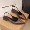 Women's Genuine Leather Pointed Toe Slingback Slip-on Flats Sandals Soft Comfortable Casual Female Summer Daily Footwear Shoes
