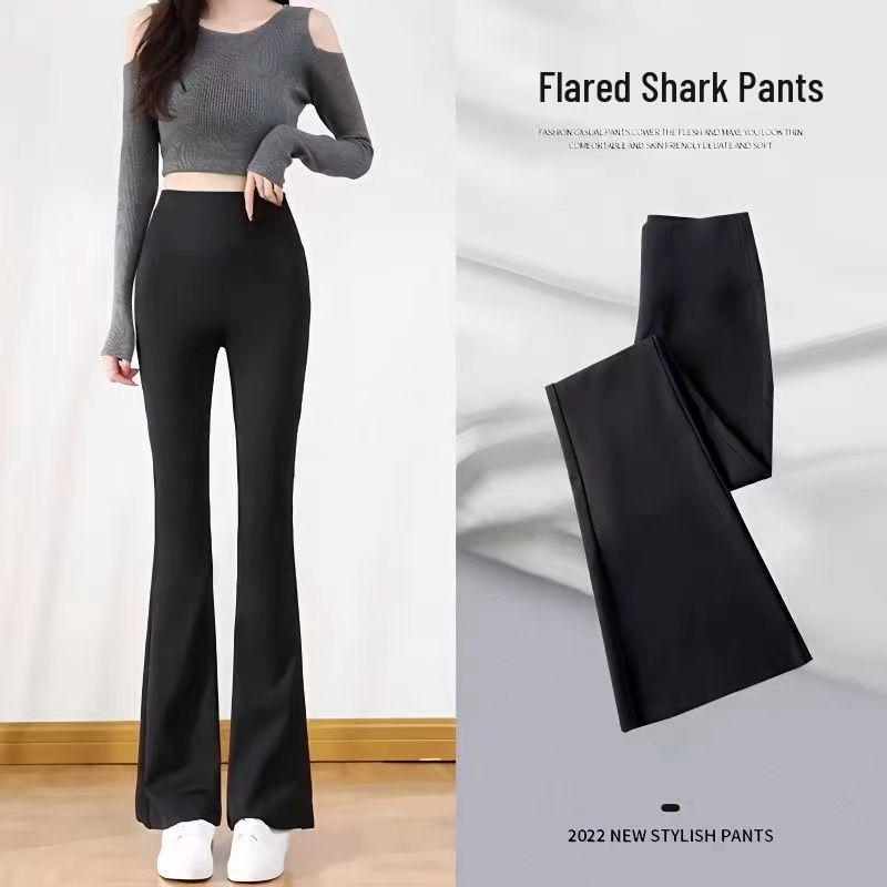 Black High Waist Bodycon Flare Leggings for Women - Spring & Autumn
