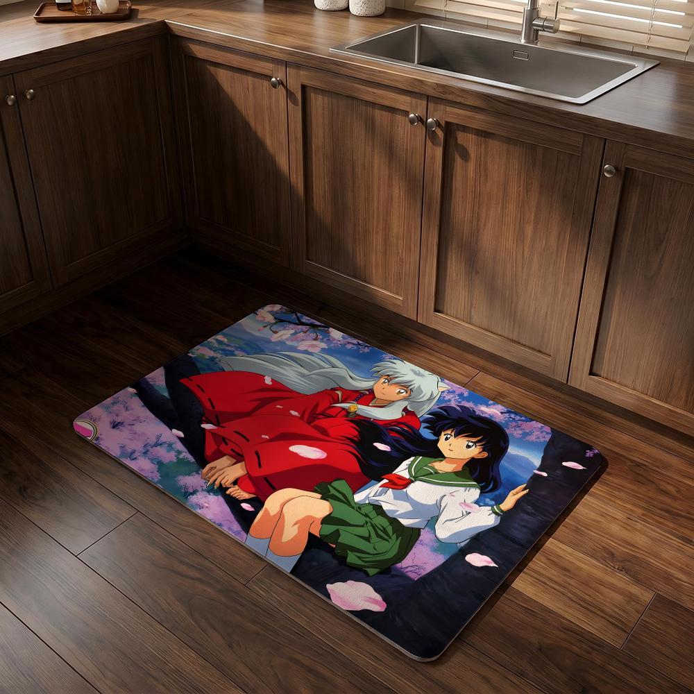 I-Inuyashas Anime Floor Mat Diatomite Bath Mat Super Absorbent Non-slip Easy To Clean Suitable For Bathroom Kitchen