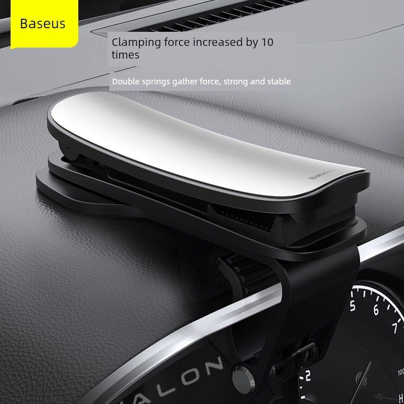 Baseus Mobile Phone Car Mount Dashboard Navigation Support Bracket Clip-On Head-Up Display Horizontal Screen Car Holder Baseus Big Mouth Pro Stand - Silver