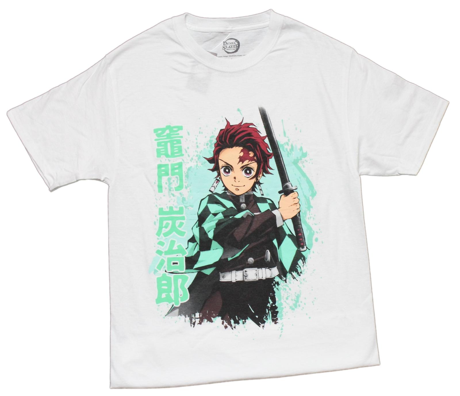 Demon Slayer New Adult T-Shirt - Tanjiro Splatter Background & Kanji XXL