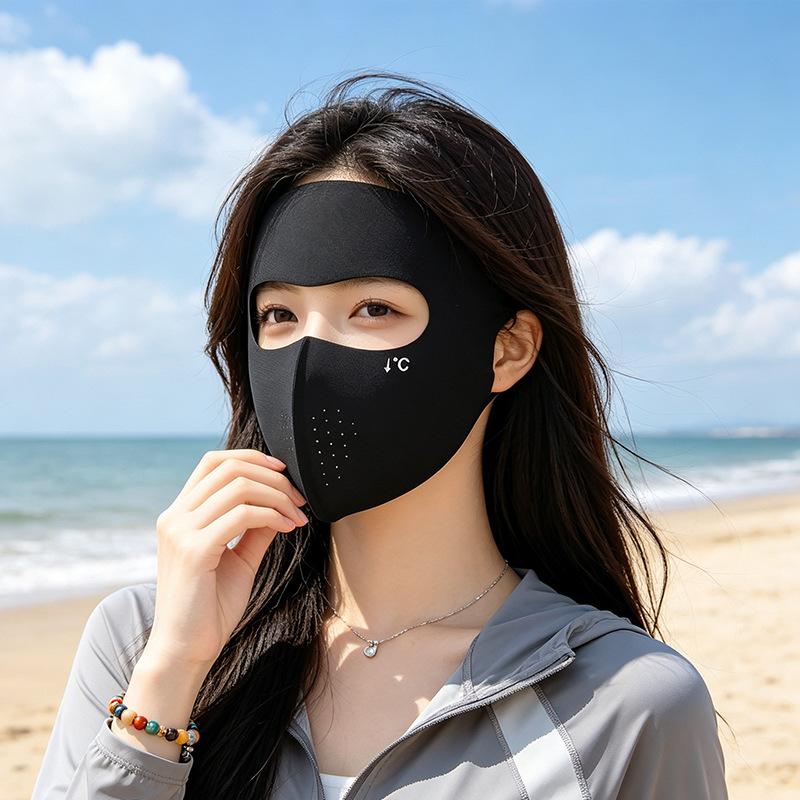 Summer Invisible Ice-Silk Sun Protection Face Mask for Women UV Protection Full-Face Cover Breathable Face Cover for Outdoor Cycling